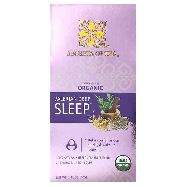 Secrets of Tea, 有機纈草根深度睡眠支援茶，無咖啡萃取，20 茶包，1.41 盎司（40 克）