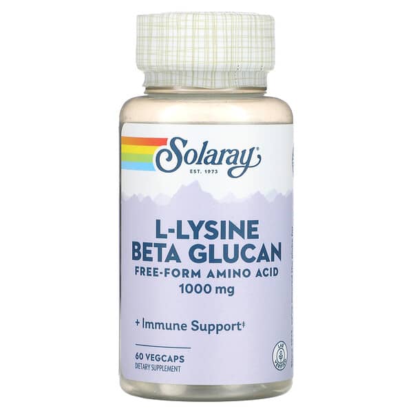 Solaray, L-賴氨酸 β-葡聚糖，1,000 毫克，60 粒素食膠囊（每粒膠囊 500 毫克）