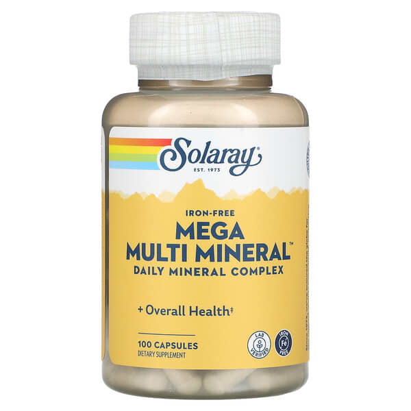 Solaray, 超過百萬種礦物質，不含鐵，100 粒膠囊