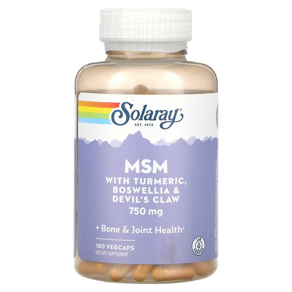Solaray, MSM 含薑黃、乳香和南非鉤麻，750 毫克，180 粒素食膠囊