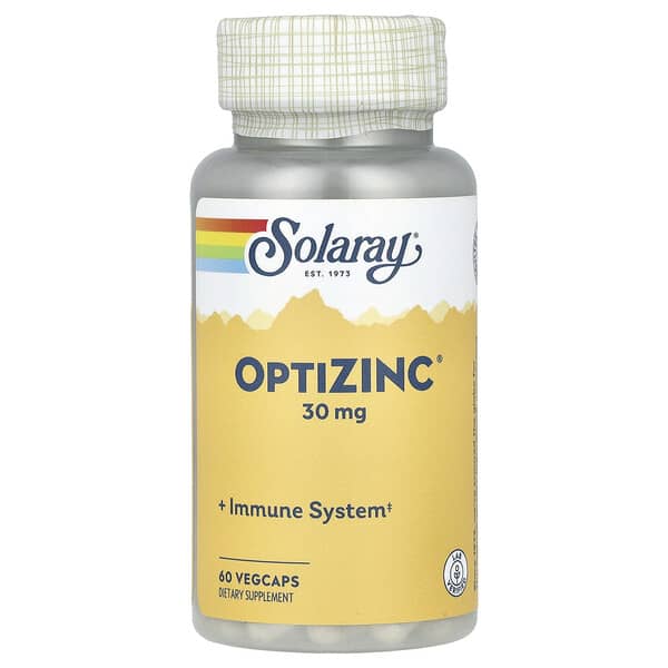 Solaray, OptiZinc,30 毫克,60 粒素食膠囊