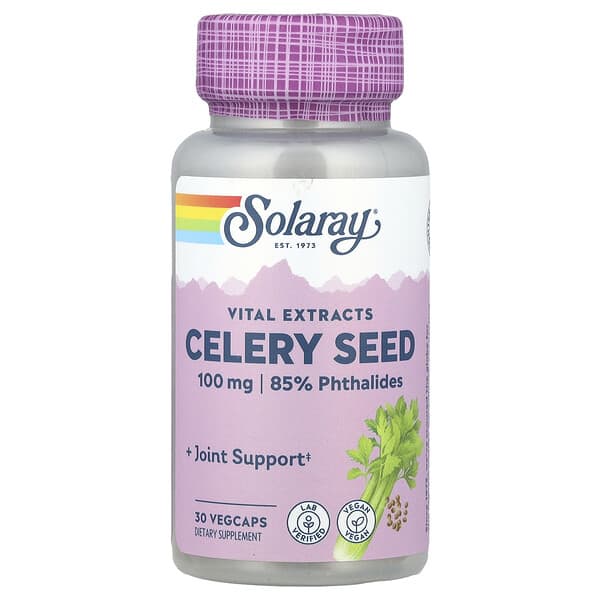 Solaray, 重要提取物，芹菜籽，100 毫克，30 粒素食膠囊