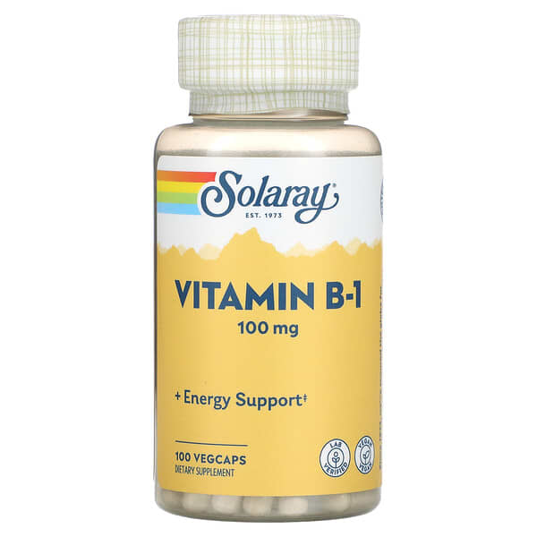 Solaray, 維生素 B-1，100 毫克，100 粒素食膠囊