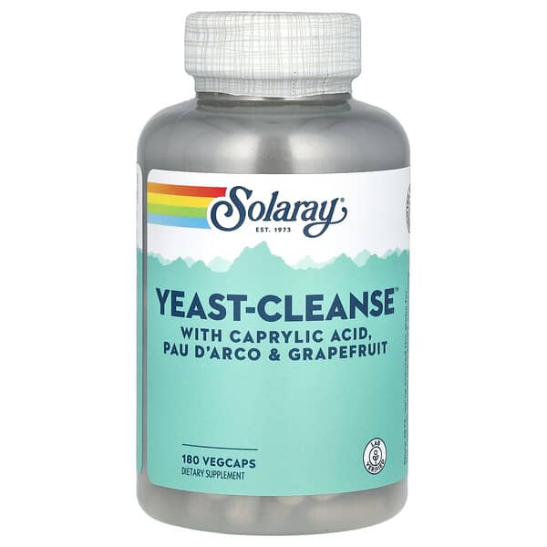 Solaray, 抗黴菌感染酵母清潔，180 粒素食帽