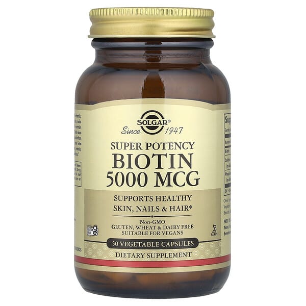 Solgar, 生物維生素，5,000 微克，50 粒素食膠囊