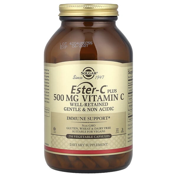 Solgar, Ester-C Plus，維生素 C，500 毫克，250 粒素食膠囊