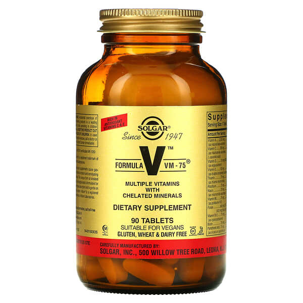 Solgar, Formula V™ VM-75® 複合維生素螯合礦物營養片，90 片