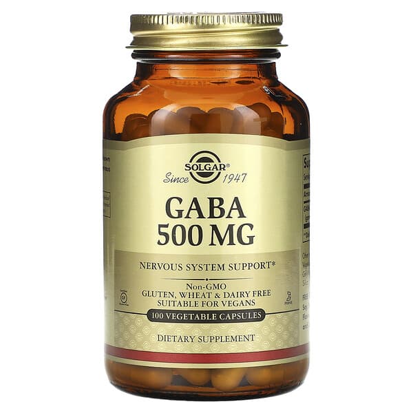 Solgar, GABA，500 毫克，100 粒素食膠囊