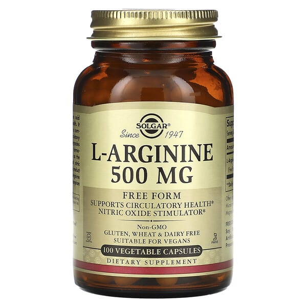 Solgar, L-精胺酸，500 毫克，100 粒素食膠囊