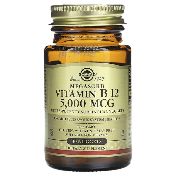 Solgar, 高吸收維生素 B12，5000 微克，30 塊