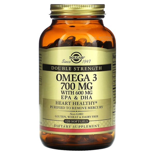 Solgar, Ω-3，EPA 和 DHA，雙重強度，700 毫克，120 粒軟凝膠