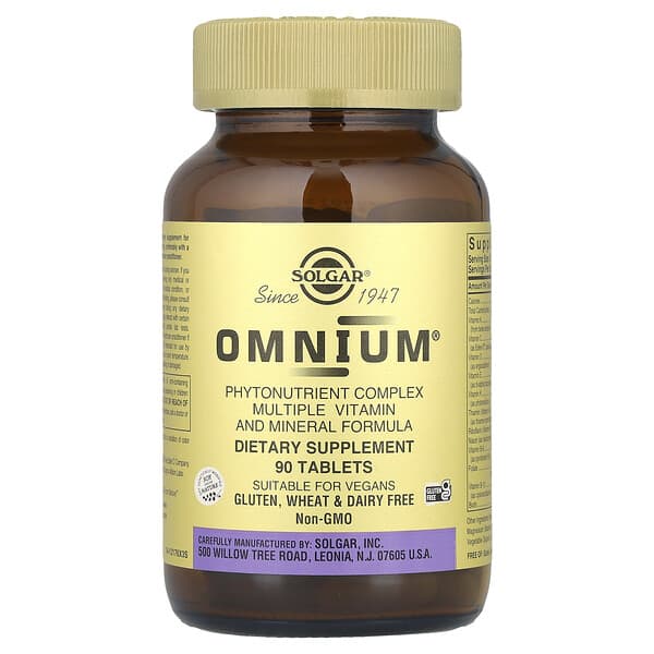 Solgar, Omnium，複合植物營養素，多種維生素和礦物質配方，90片