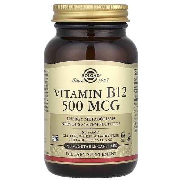 Solgar, 維生素 B12，500 微克，250 粒素食膠囊