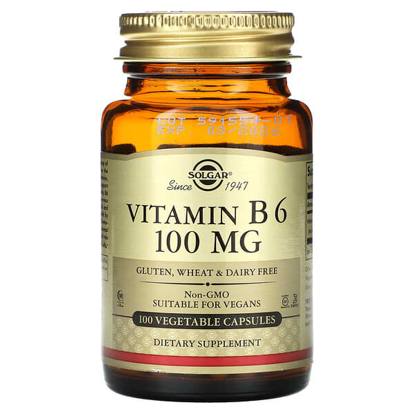 Solgar, 維生素 B6，100 毫克，100 粒素食膠囊