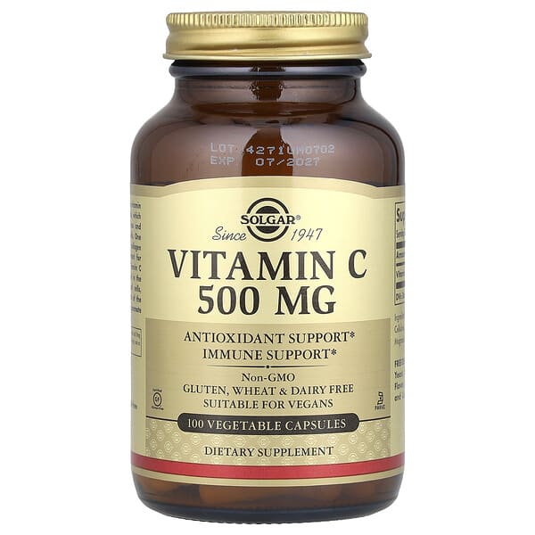 Solgar, 維生素 C,500 毫克,100 粒素食膠囊