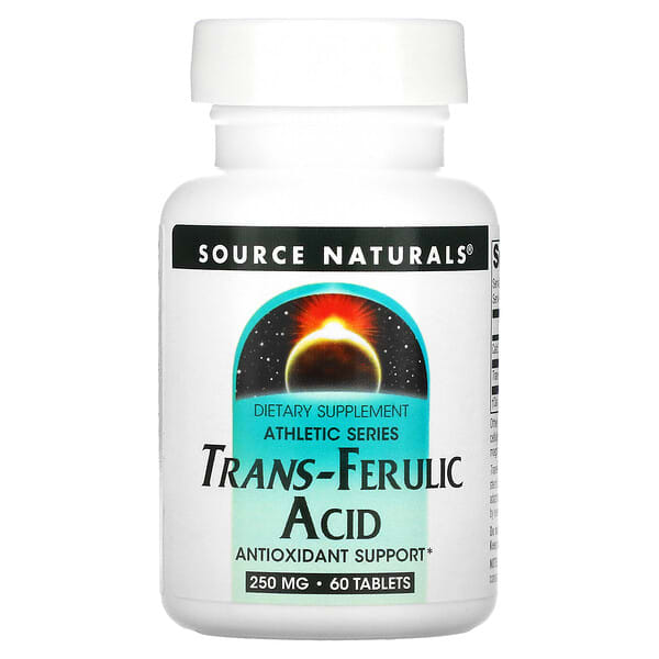 Source Naturals, 運動員系列反式阿魏酸，250 毫克，60 片裝