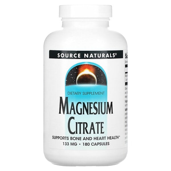 Source Naturals, 檸檬酸鎂，133 毫克，180 粒膠囊