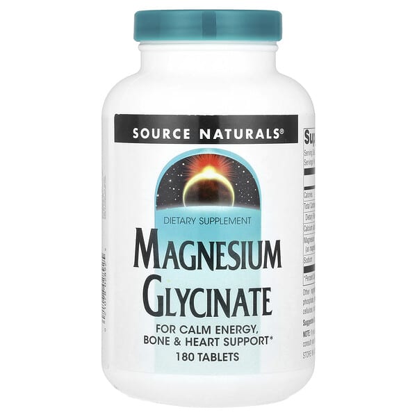 Source Naturals, 甘氨酸鎂 180 片