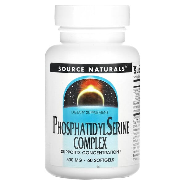 Source Naturals, 磷脂醯絲氨酸絡合物，500 毫克，60 粒軟凝膠