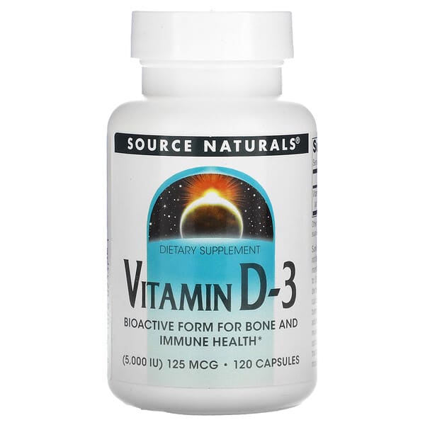 Source Naturals, 維生素D-3，5000 IU，120粒