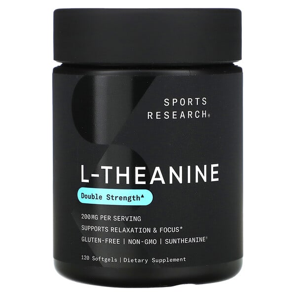 Sports Research, L-茶氨酸,雙倍功效,200 毫克,120 粒軟凝膠