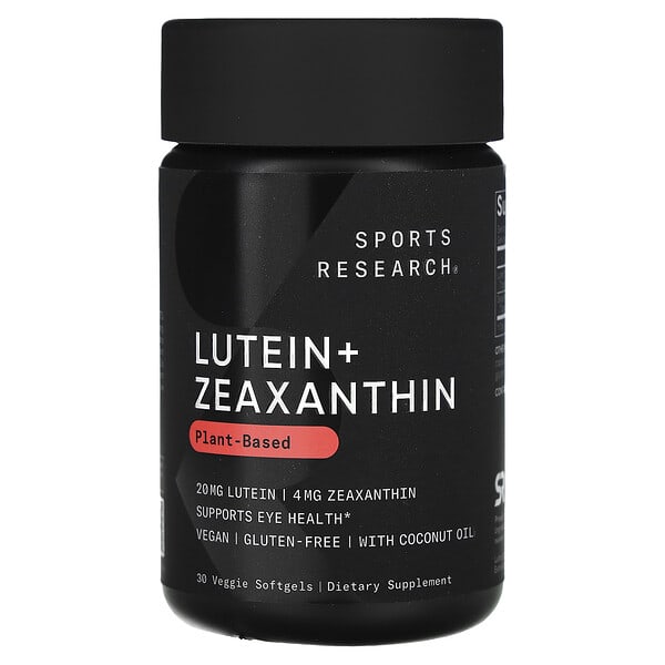 Sports Research, 葉黃素 + 玉米黃質，植物基，30 粒素食軟凝膠