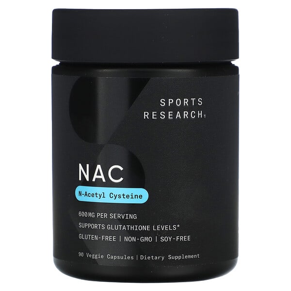 Sports Research, NAC，N-乙酰半胱氨酸，600 毫克，90 粒素食膠囊