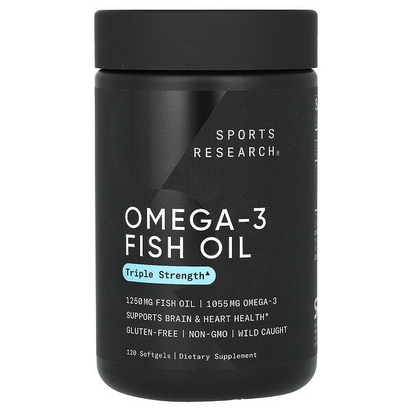 Sports Research, Omega-3 魚油，三倍功效，120 粒軟凝膠