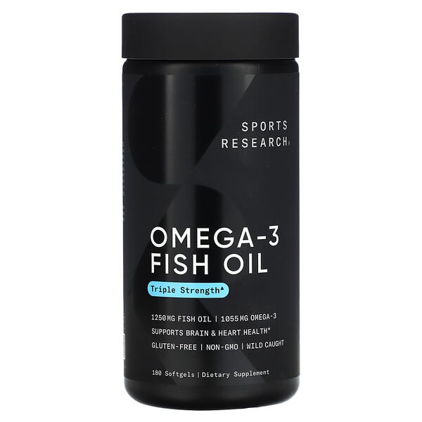 Sports Research, Omega-3 魚油,三倍功效,180 粒軟凝膠