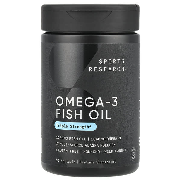Sports Research, Omega-3 魚油，三倍功效，90 粒軟凝膠