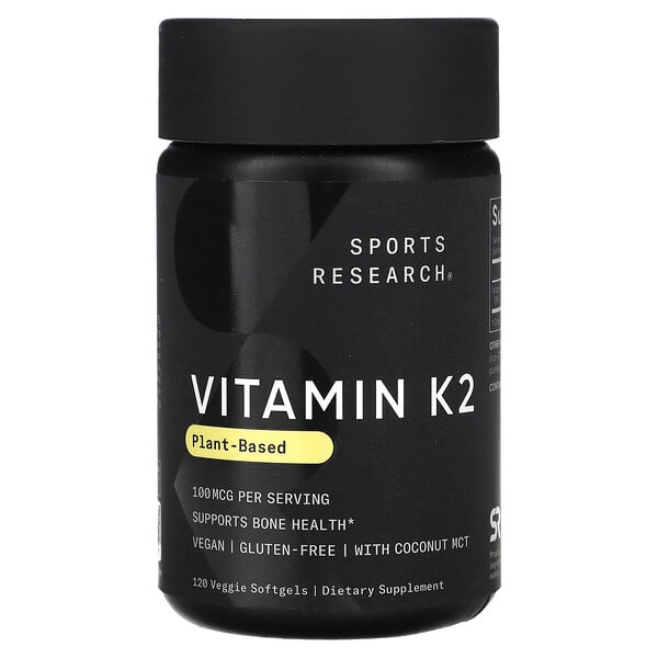 Sports Research, 維生素 K2,植物基,100 微克,120 粒素食軟凝膠