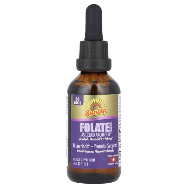 SunUp, Folate as Liquid Arcofolin，680 微克 DFE，2 液量盎司（60 毫升）