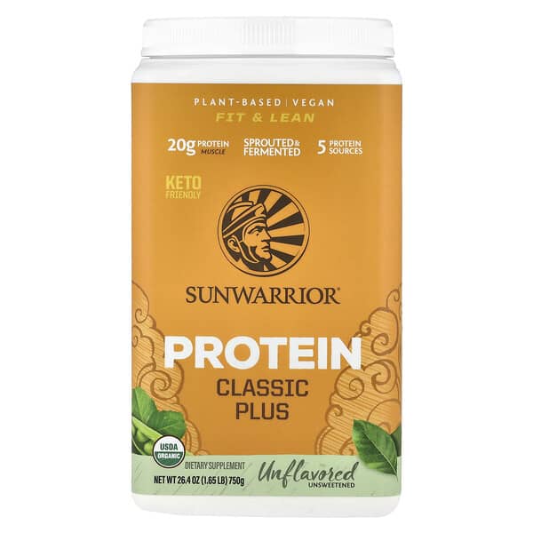 Sunwarrior, Protein Classic Plus，植物基，天然，1.65 磅（750 克）
