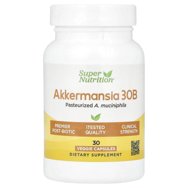 Super Nutrition, 嗜黏蛋白阿克曼菌 Akkermansia 30B，30 粒素食膠囊