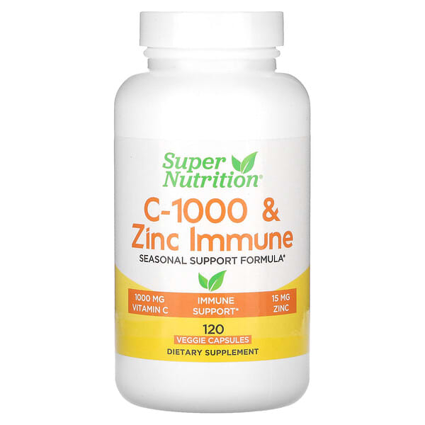 Super Nutrition, C-1000 和鋅機體抵抗，120 粒素食膠囊