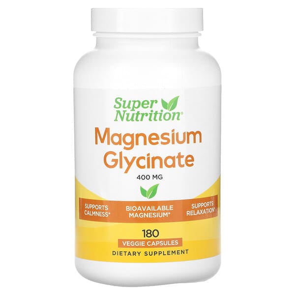 Super Nutrition, 甘氨酸鎂，400 毫克，180 粒素食膠囊（每粒膠囊 133 毫克）