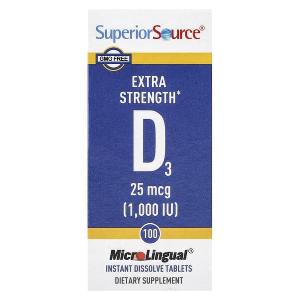 Superior Source, 特強型 D3，25 微克（1000 國際單位），100 片 MonoLingual® 速溶片