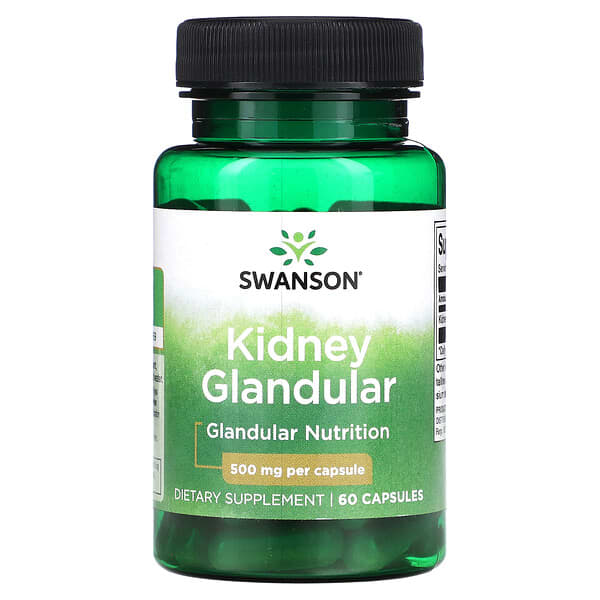 Swanson, 腎腺，500 毫克，60 粒膠囊