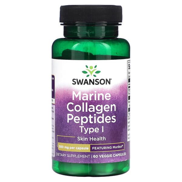 Swanson, I 型海洋膠原蛋白肽，500 毫克，60 粒素食膠囊