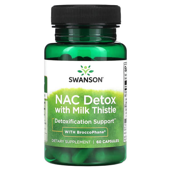 Swanson, NAC Detox，含水飛薊和 BroccoPhane，60 粒膠囊