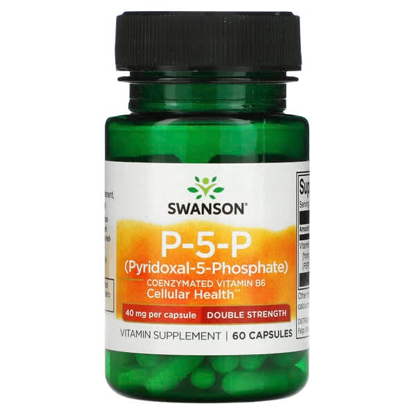 Swanson, P-5-P，雙倍功效，每粒膠囊 40 毫克，60 粒膠囊