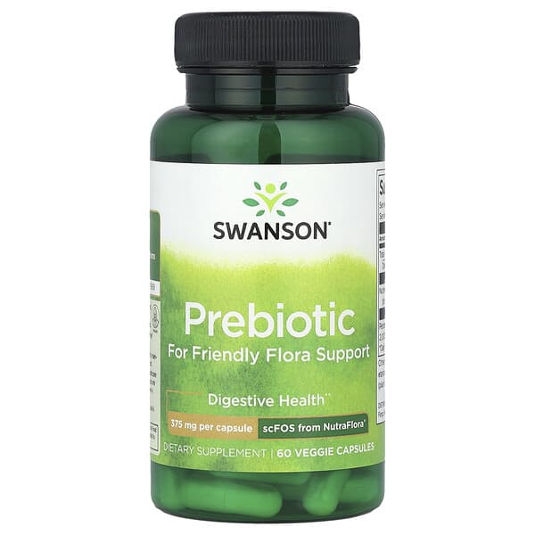Swanson, 幫助有益菌羣的益生元，750 毫克，60 粒素食膠囊（每粒 375 毫克）