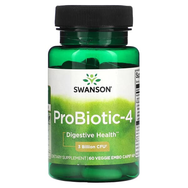 Swanson, ProBiotic-4，30 億 CFU，60 粒素食 Embo Caps Ap 膠囊