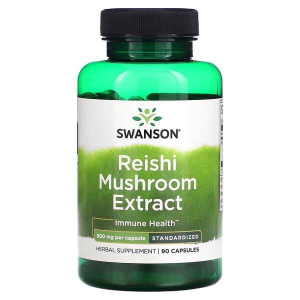 Swanson, 靈芝提取物，標準化，500 毫克，90 粒膠囊
