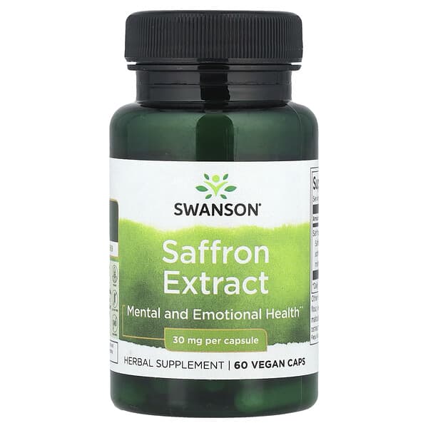 Swanson, 番紅花提取物，30 毫克，60 粒全素膠囊