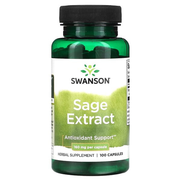 Swanson, 鼠尾草提取物,160 毫克,100 粒膠囊