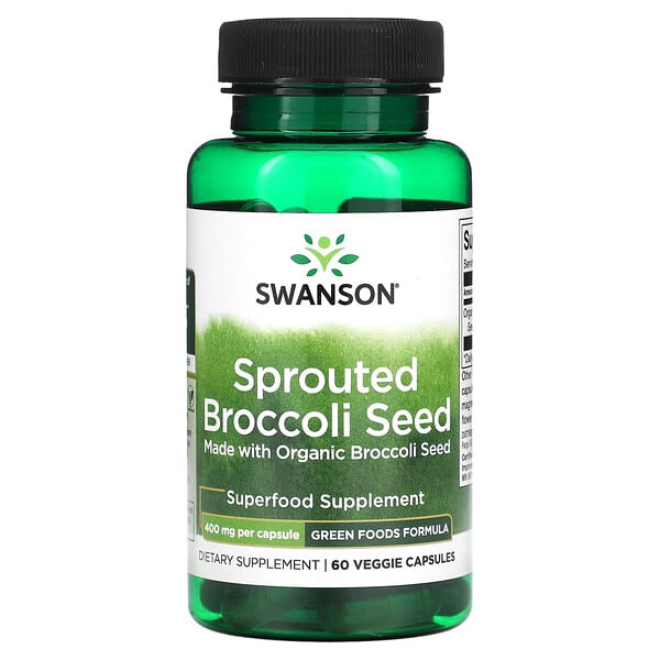 Swanson, 發芽西蘭花籽，400 毫克，60 粒素食膠囊