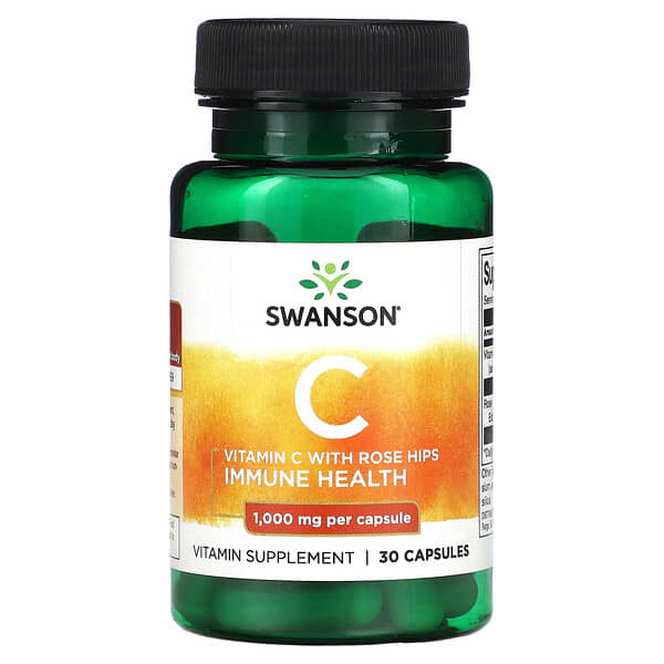 Swanson, 含玫瑰果的維生素 C,1,000 微克,30 粒膠囊