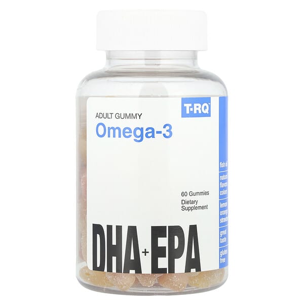 T-RQ, 成年人 Omega-3 軟糖，DHA+EPA，檸檬、柳丁、草莓味，60 粒軟糖