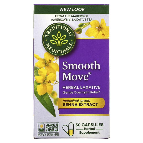 Traditional Medicinals, Smooth Move 膠囊,番瀉葉,50 粒膠囊